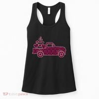Cute Valentine's Day Plaid Pickup Truck With Hearts Women's Tank Top thumb 0