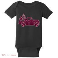 Cute Valentine's Day Plaid Pickup Truck With Hearts Baby Bodysuit thumb 0