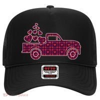 Cute Valentine's Day Plaid Pickup Truck With Hearts Hat thumb 0