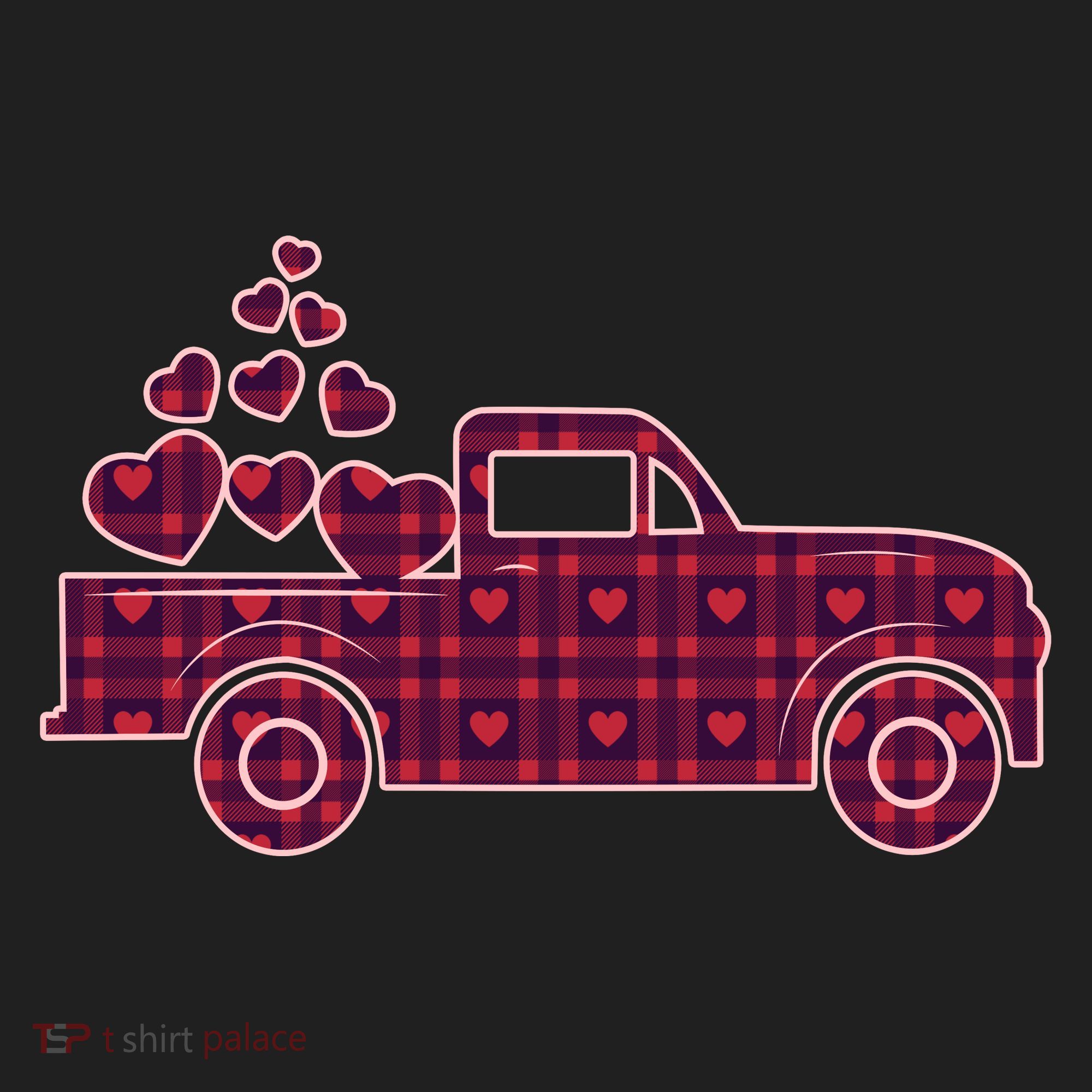 Cute Valentine's Day Plaid Pickup Truck With Hearts Hat