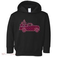 Cute Valentine's Day Plaid Pickup Truck With Hearts Toddler Hoodie thumb 0
