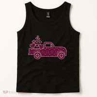 Cute Valentine's Day Plaid Pickup Truck With Hearts Tank Top thumb 2