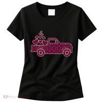 Cute Valentine's Day Plaid Pickup Truck With Hearts Women's T-Shirt thumb 0