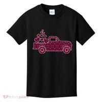 Cute Valentine's Day Plaid Pickup Truck With Hearts Kids T-Shirt thumb 0