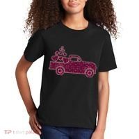 Cute Valentine's Day Plaid Pickup Truck With Hearts Kids T-Shirt thumb 2