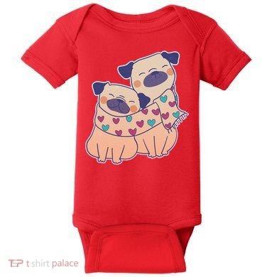 Cute Valentine's Day Puppies Baby Bodysuit