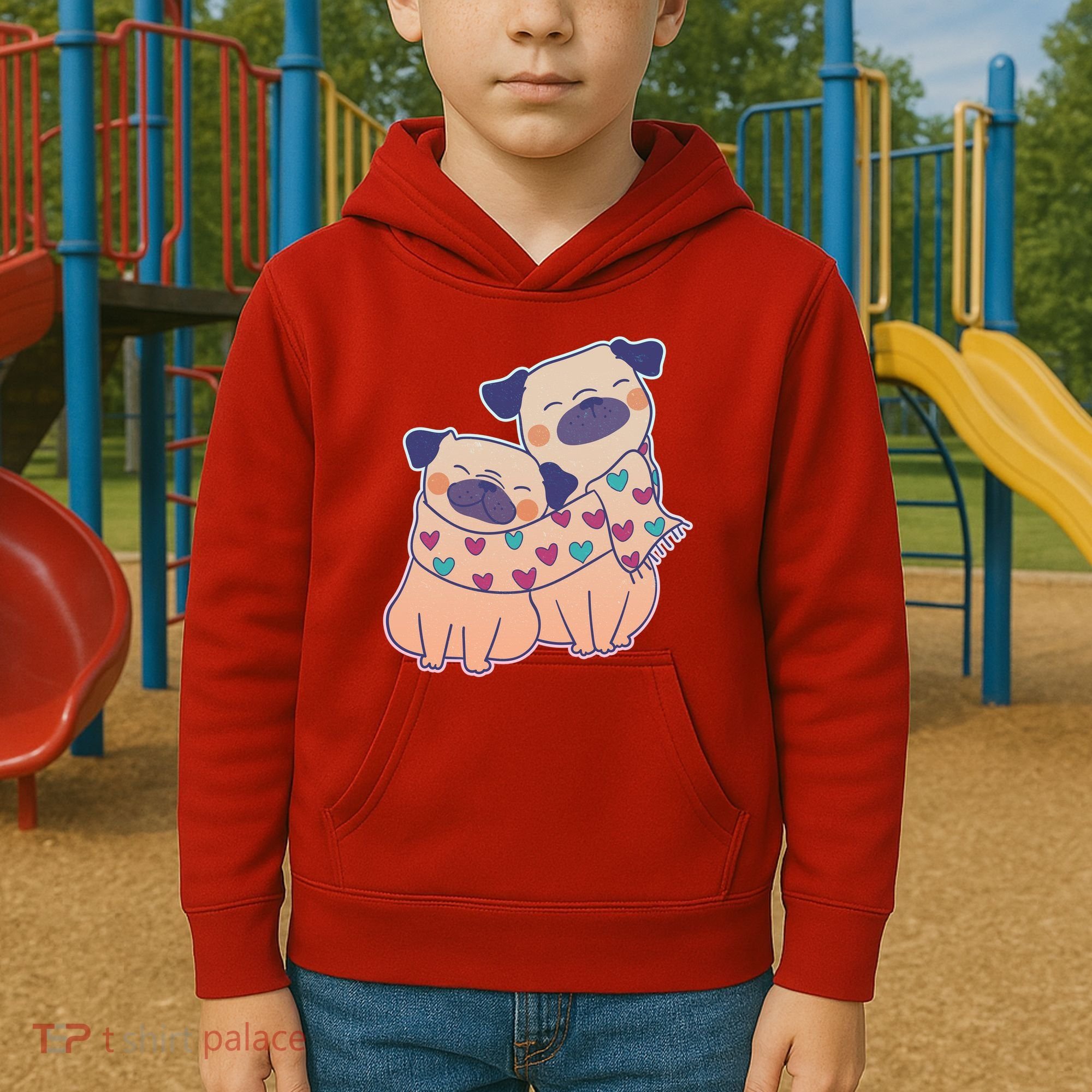Cute Valentine's Day Puppies Kids Hoodie