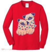 Cute Valentine's Day Puppies Kids Long Sleeve Shirt thumb 0