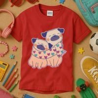 Cute Valentine's Day Puppies Kids T-Shirt thumb 3