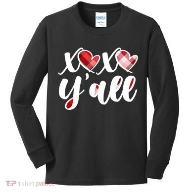 Cute Valentine's Day XOXO Y'all  Kids Long Sleeve Shirt