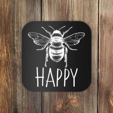 Cute Vintage Bee Happy Coaster