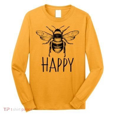 Cute Vintage Bee Happy Long Sleeve Shirt