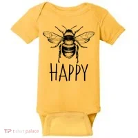 Cute Vintage Bee Happy Baby Bodysuit thumb 0
