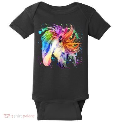 Cute Watercolor Rainbow Unicorn Baby Bodysuit