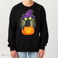 Cute Witch Kitten With Pumpkin Women's Sweatshirt thumb 0