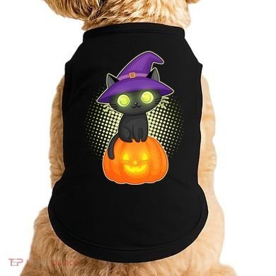 Cute Witch Kitten With Pumpkin Doggie Tank