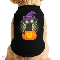 Cute Witch Kitten With Pumpkin Doggie Tank thumb 0