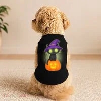 Cute Witch Kitten With Pumpkin Doggie Tank thumb 2