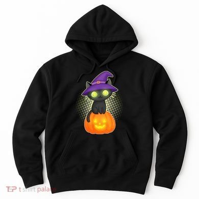 Cute Witch Kitten With Pumpkin Hoodie
