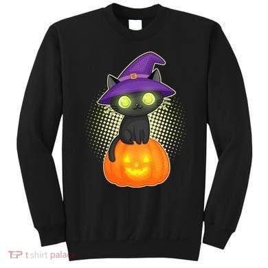 Cute Witch Kitten With Pumpkin Sweatshirt