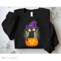 Cute Witch Kitten With Pumpkin Sweatshirt thumb 2