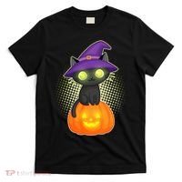 Cute Witch Kitten With Pumpkin T-Shirt thumb 0
