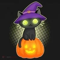 Cute Witch Kitten With Pumpkin Bucket Hat thumb 4