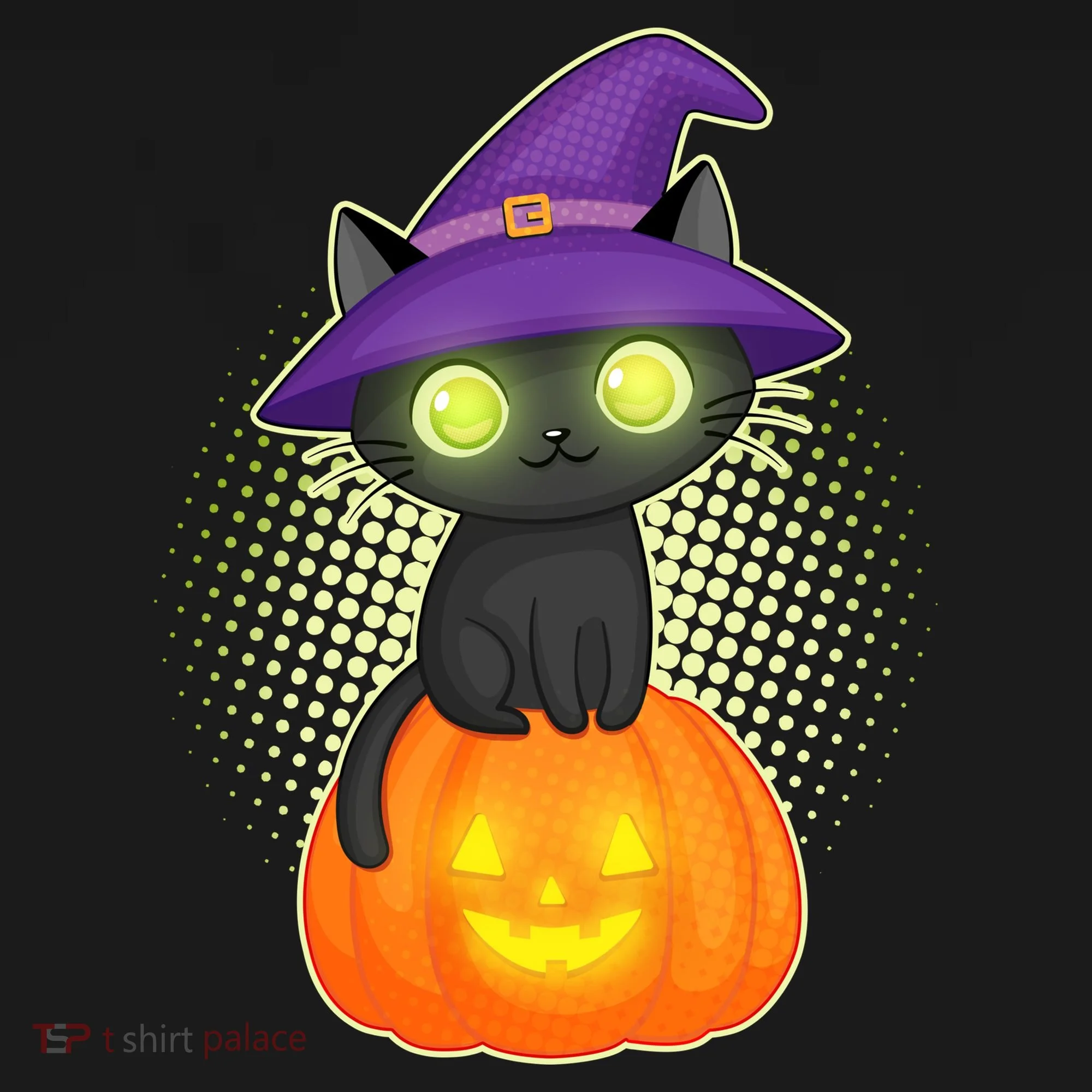 Cute Witch Kitten With Pumpkin Bucket Hat