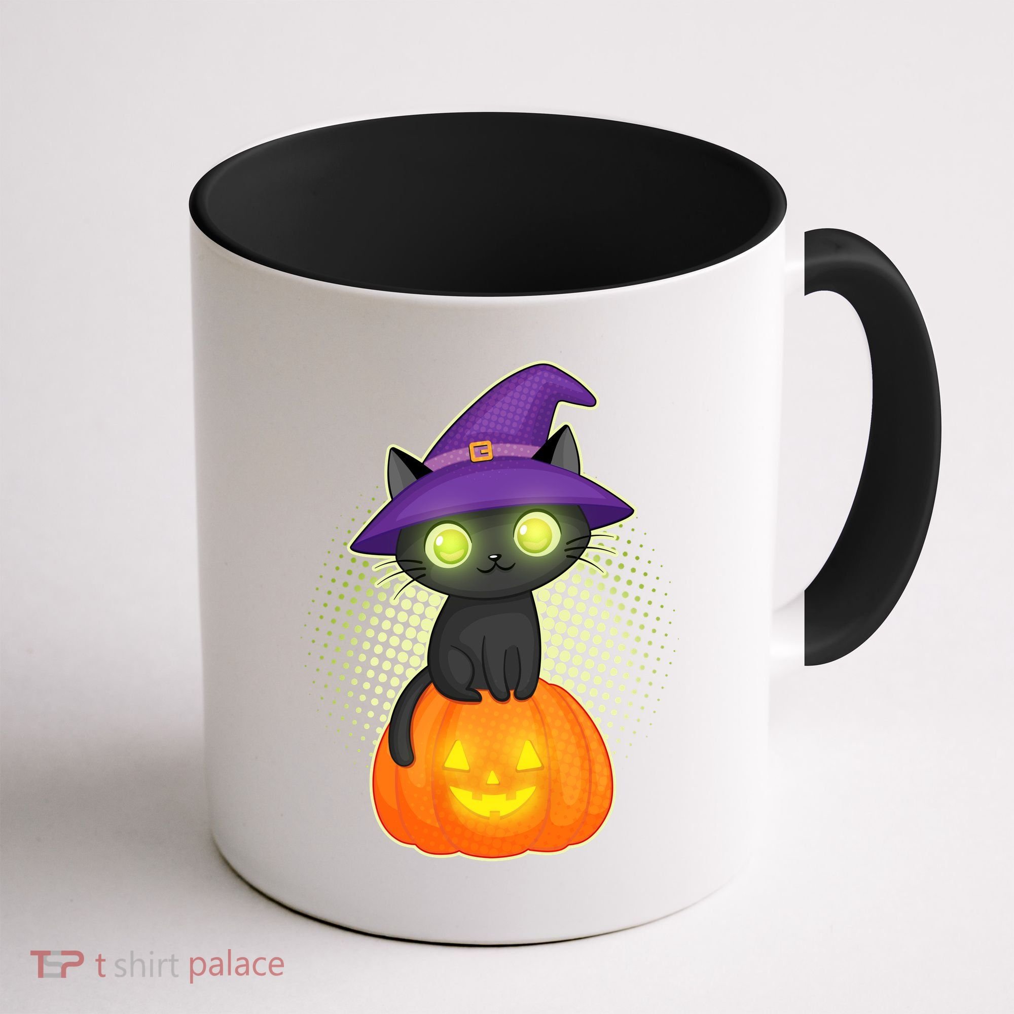Cute Witch Kitten With Pumpkin Coffee Mug