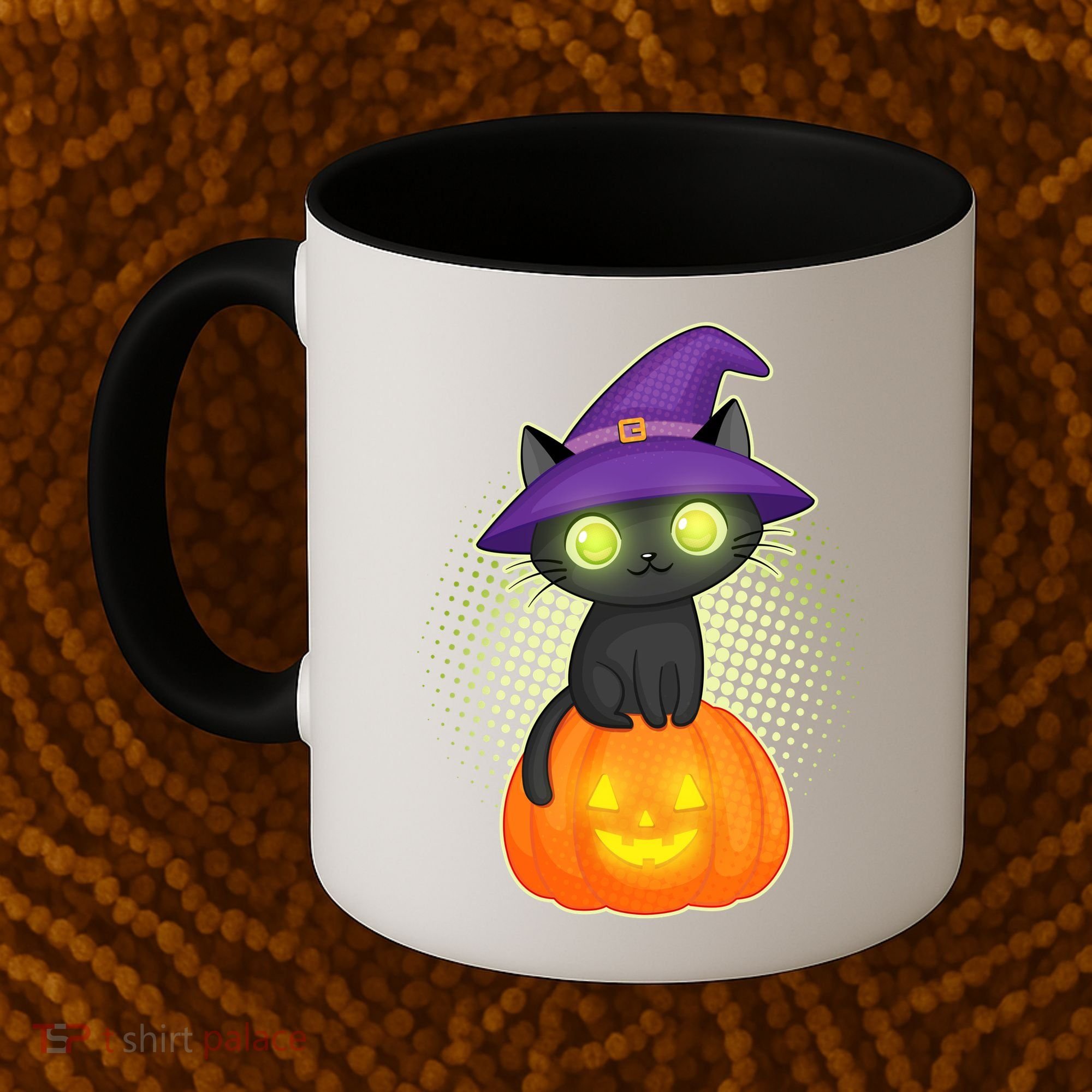 Cute Witch Kitten With Pumpkin Coffee Mug