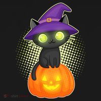 Cute Witch Kitten With Pumpkin Pajama Set thumb 2