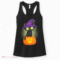 Cute Witch Kitten With Pumpkin Women's Tank Top thumb 0