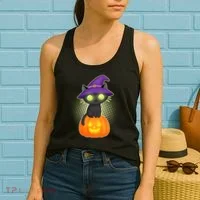 Cute Witch Kitten With Pumpkin Women's Tank Top thumb 2