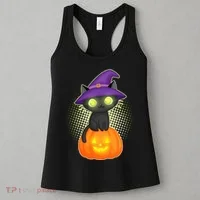 Cute Witch Kitten With Pumpkin Women's Tank Top thumb 3