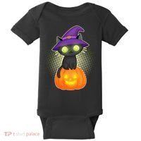 Cute Witch Kitten With Pumpkin Baby Bodysuit thumb 0