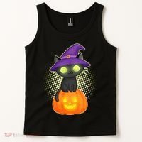 Cute Witch Kitten With Pumpkin Tank Top thumb 2