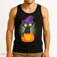 Cute Witch Kitten With Pumpkin Tank Top thumb 3