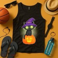 Cute Witch Kitten With Pumpkin Tank Top thumb 4