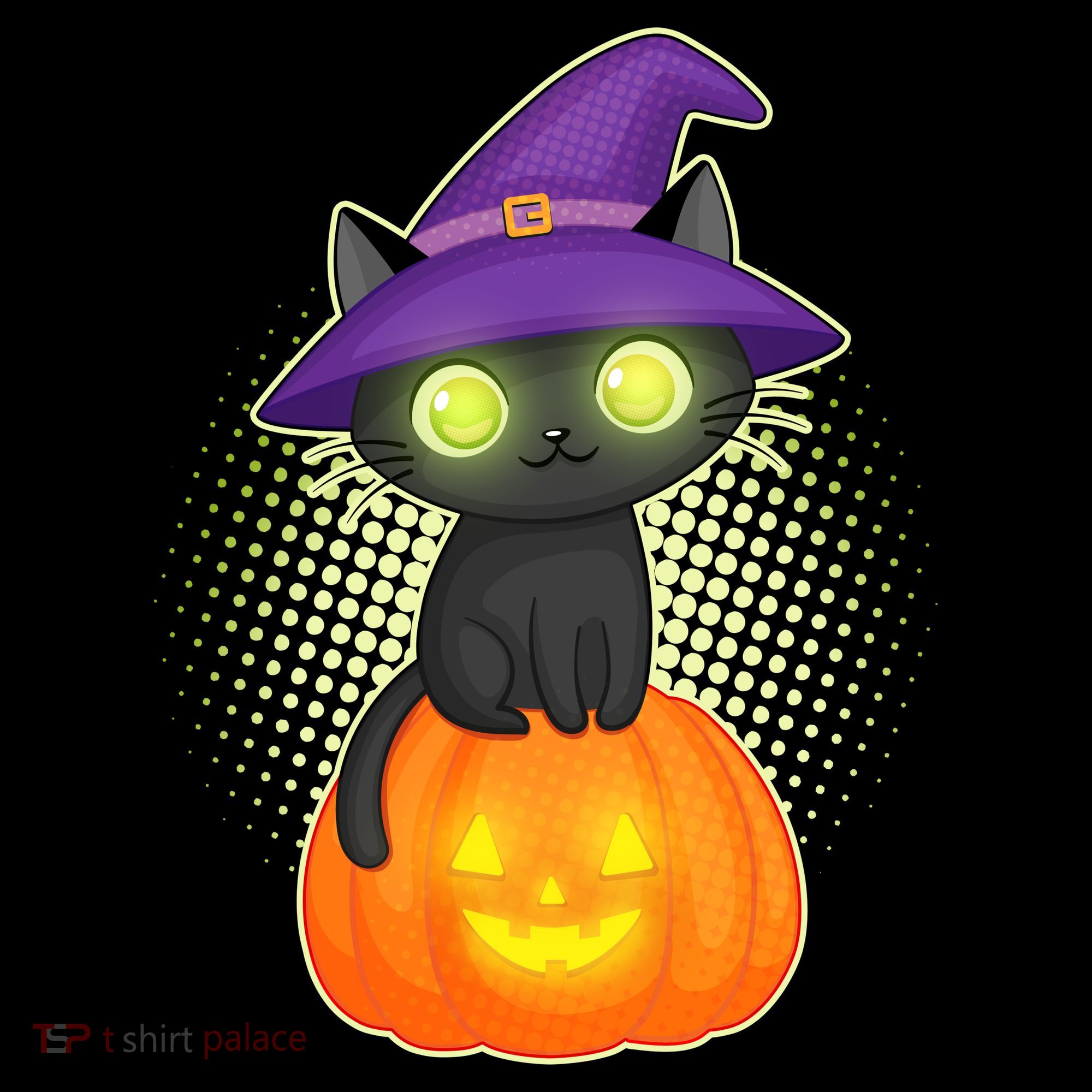 Cute Witch Kitten With Pumpkin Tank Top