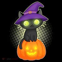 Cute Witch Kitten With Pumpkin Women's T-Shirt thumb 6