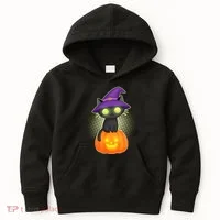 Cute Witch Kitten With Pumpkin Kids Hoodie thumb 0