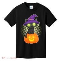 Cute Witch Kitten With Pumpkin Kids T-Shirt thumb 0