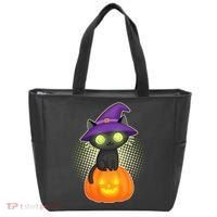Cute Witch Kitten With Pumpkin Tote Bag thumb 0