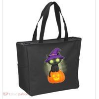 Cute Witch Kitten With Pumpkin Tote Bag thumb 2