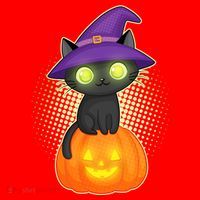 Cute Witch Kitten With Pumpkin Santa Hat thumb 1