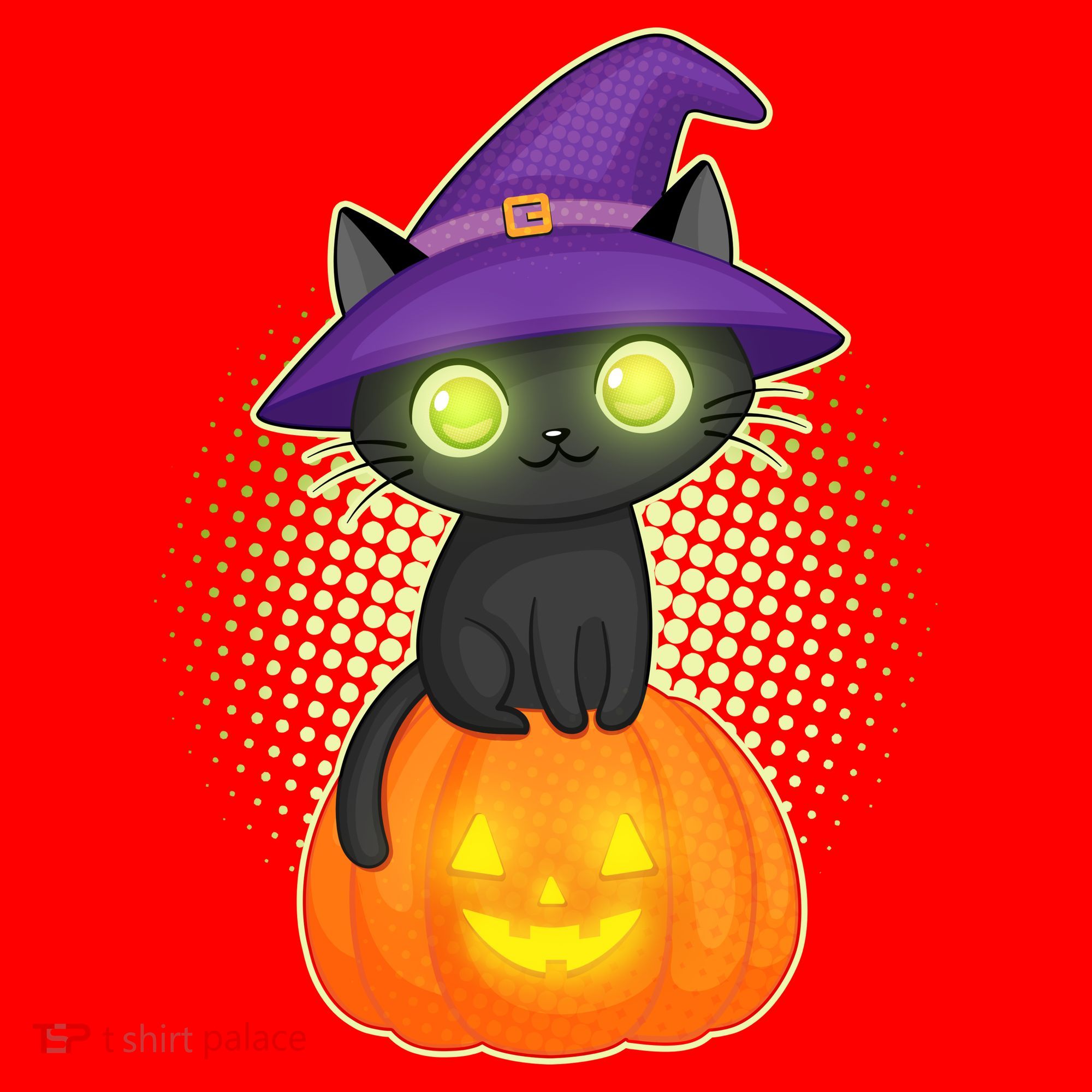 Cute Witch Kitten With Pumpkin Santa Hat