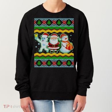Cute Yeti Santa and Snowman Ugly Sweater Women's Sweatshirt