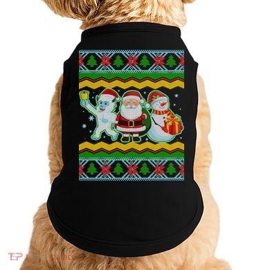 Cute Yeti Santa and Snowman Ugly Sweater Doggie Tank