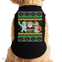 Cute Yeti Santa and Snowman Ugly Sweater Doggie Tank thumb 0