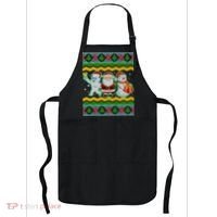 Cute Yeti Santa and Snowman Ugly Sweater Apron thumb 0